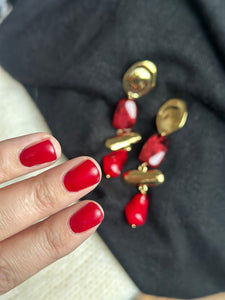 Rouge - oorbellen - rood/burgundy/goud